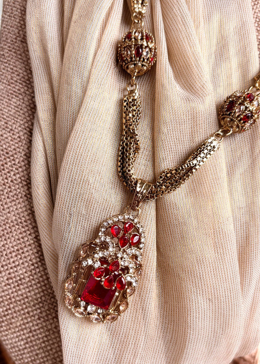 Antique Maroon Turkish Bridal Jewellery Set Online in KSA Riyadh Saudi Arabia Oman Bahrain Qatar