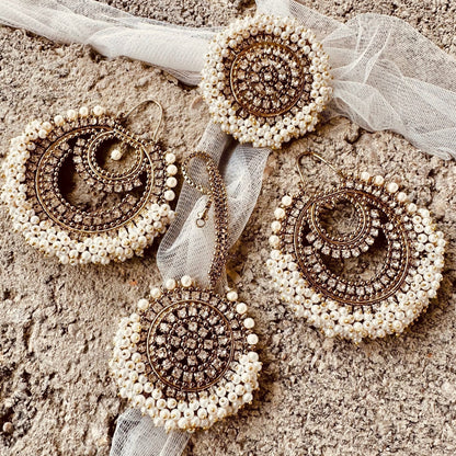 Antique Pearl Gajra Necklace Earrings Tikka Set Online in Dubai DXB UAE Abudhabi Meena Bazaar