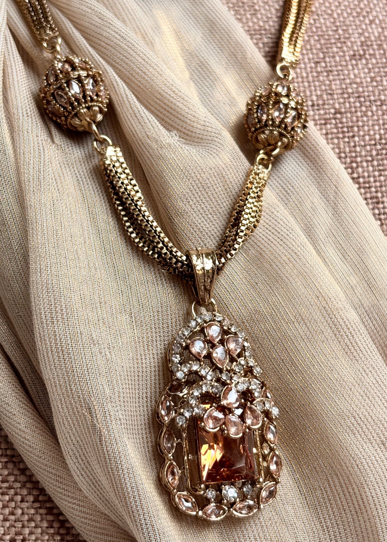 Antique Turkish Malaa Necklace Set Champagne Online in UK USA Canada
