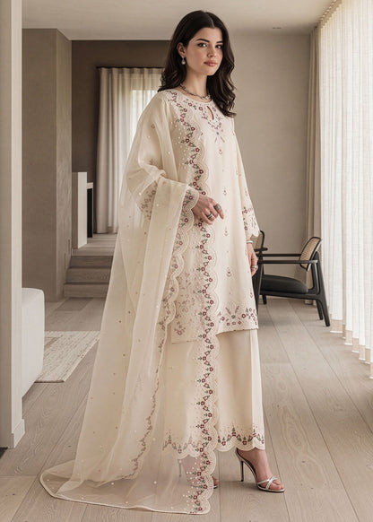 Antique White Embroidered Lawn Salwar Suit Online in Dubai DXB UAE Abudhabi Meena Bazaar
