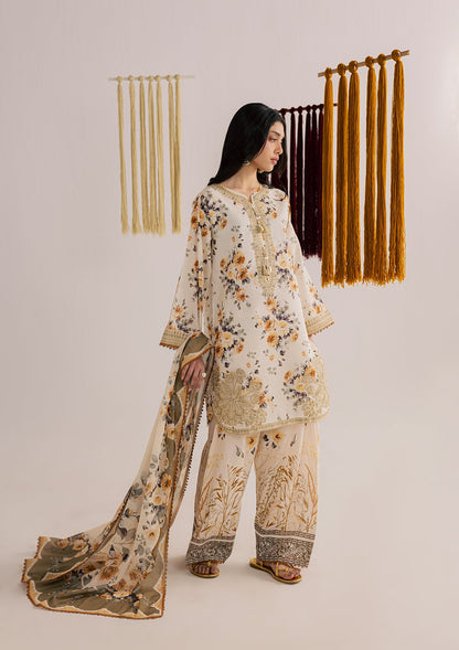 Antique White Lawn Embroidered Suit Online in Dubai DXB UAE Abudhabi Meena Bazaar