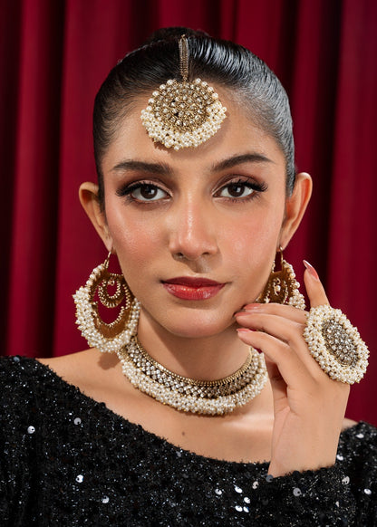 Antique White Metal Gajra Jewellery Set Online in UK USA Canada