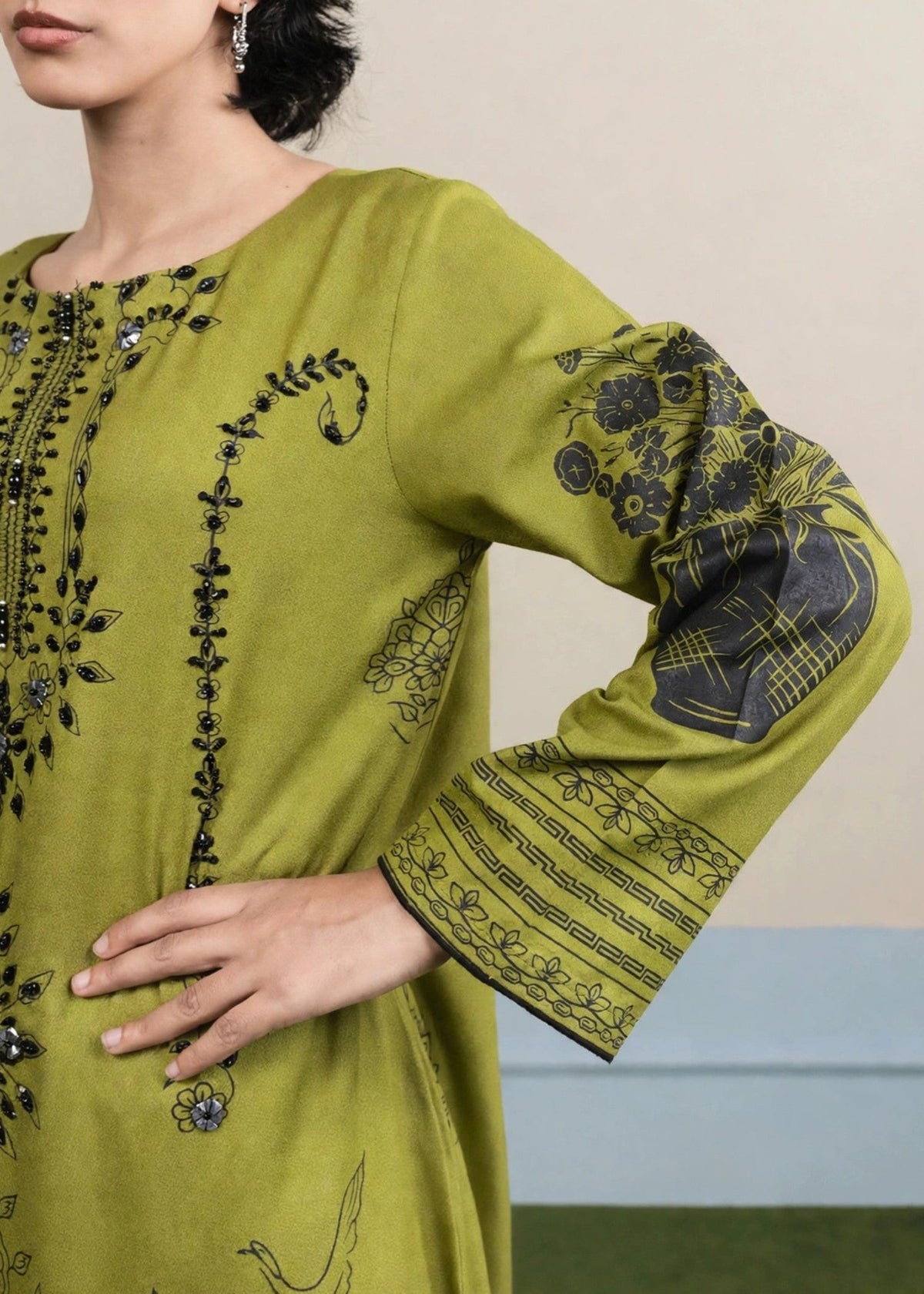 Apple Green Dhanak Kaftan for Women Online in Sri Lanka India Australia