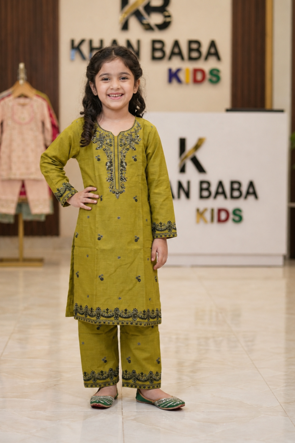 Apple Green Embroidered Cotton Kurta Set Online in Dubai UAE Abudhabi Ajman Sharjah