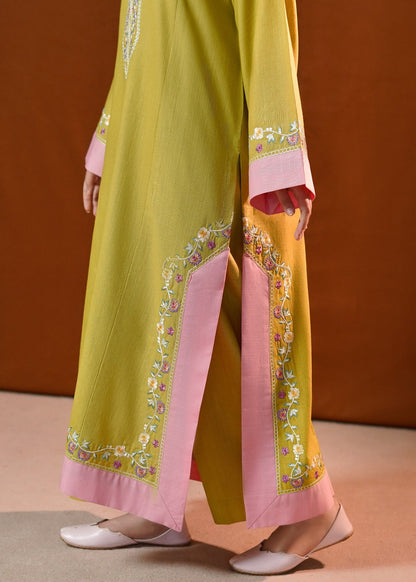 Apple Green Embroidered Slub Khaddar Pakistani Clothes Online in KSA Riyadh Saudi Arabia Oman Bahrain Qatar