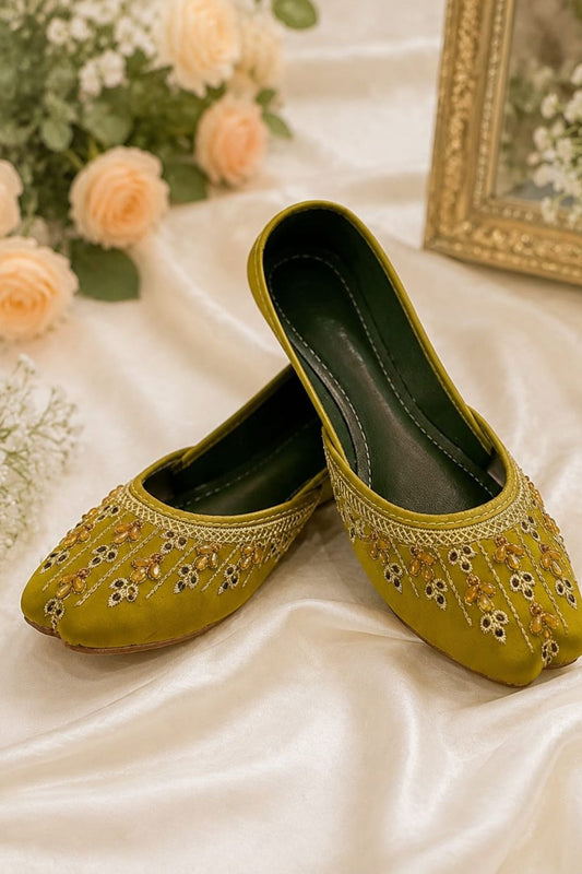 Apple Green Khussa Ladies Ethnic Shoes Online in Dubai UAE Abudhabi Ajman Sharjah