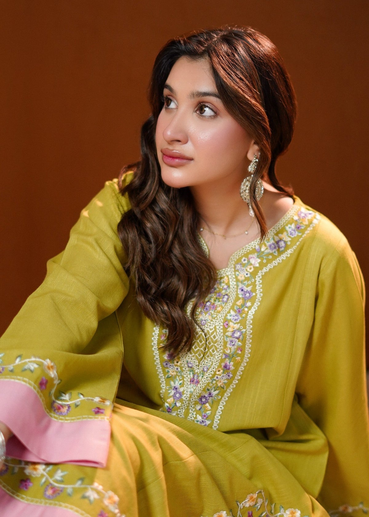 Apple Green Winter Wear Slub Khaddar Kurta Set Online in Dubai DXB UAE Abudhabi Meena Bazaar