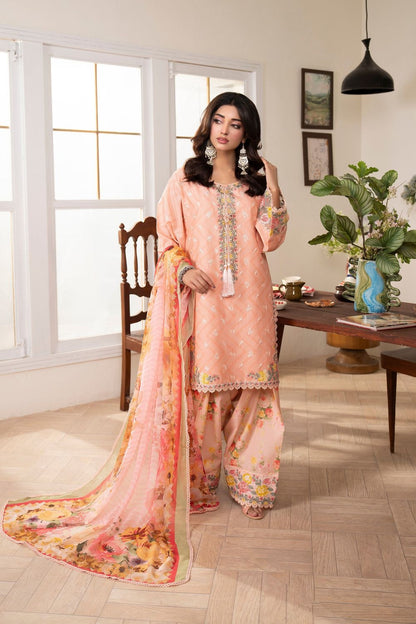 Apricot Embroidered Lawn Farshi Shalwar Kameez Online in Dubai UAE Abudhabi Ajman Sharjah