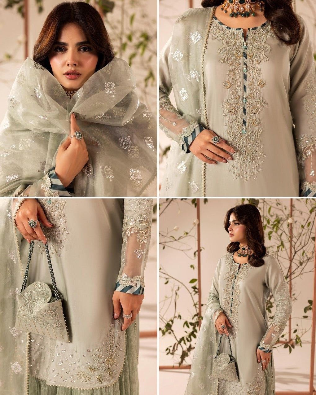 Aqua Crushed Silk Sharara Pakistani Suit Online in Dubai DXB UAE Abudhabi Meena Bazaar