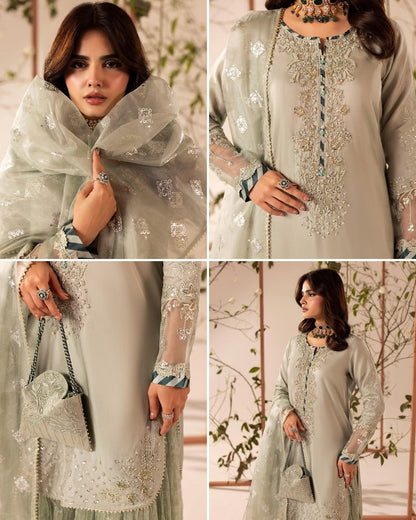Aqua Crushed Silk Sharara Pakistani Suit Online in Dubai DXB UAE Abudhabi Meena Bazaar