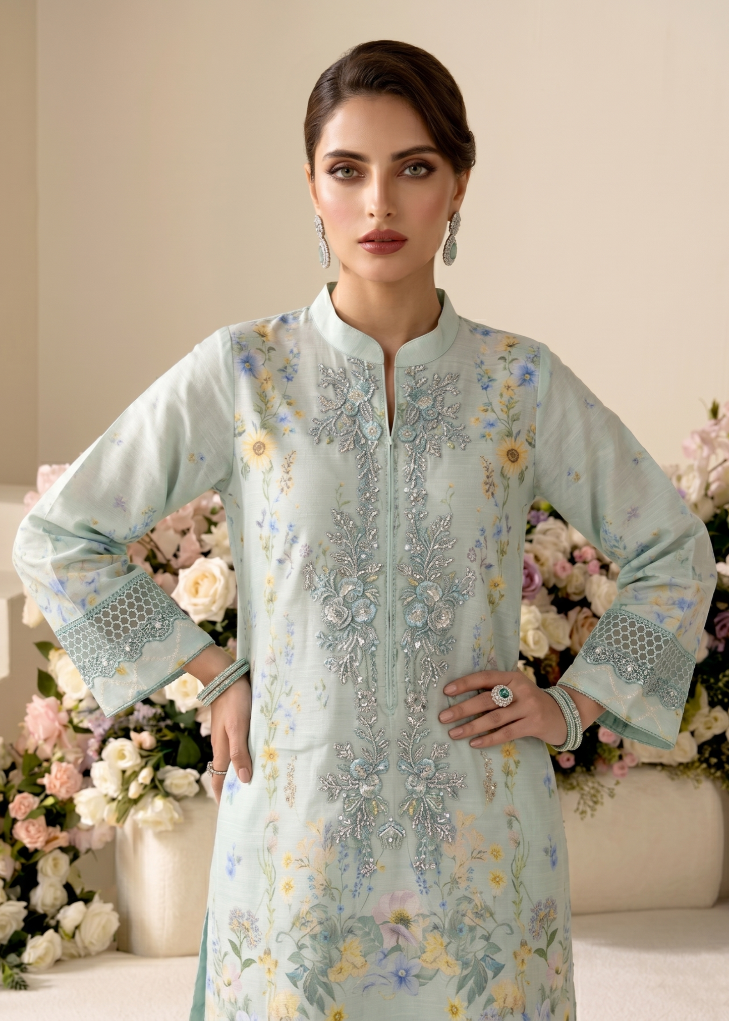 Aqua Green Raw Silk Party Wear Salwar Kameez Online in Sri Lanka India Australia