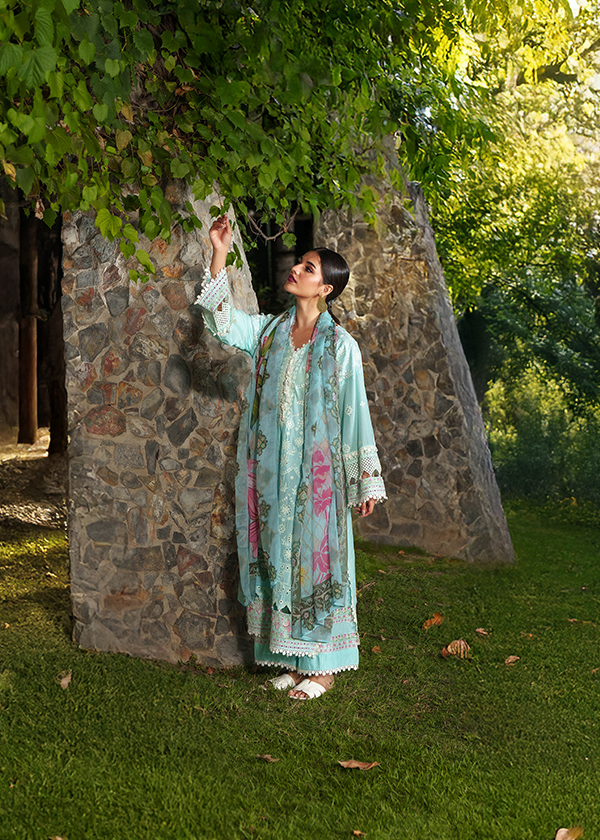 Aqua Tone Lawn Suit with Cutouts Online in KSA Riyadh Saudi Arabia Oman Bahrain Qatar