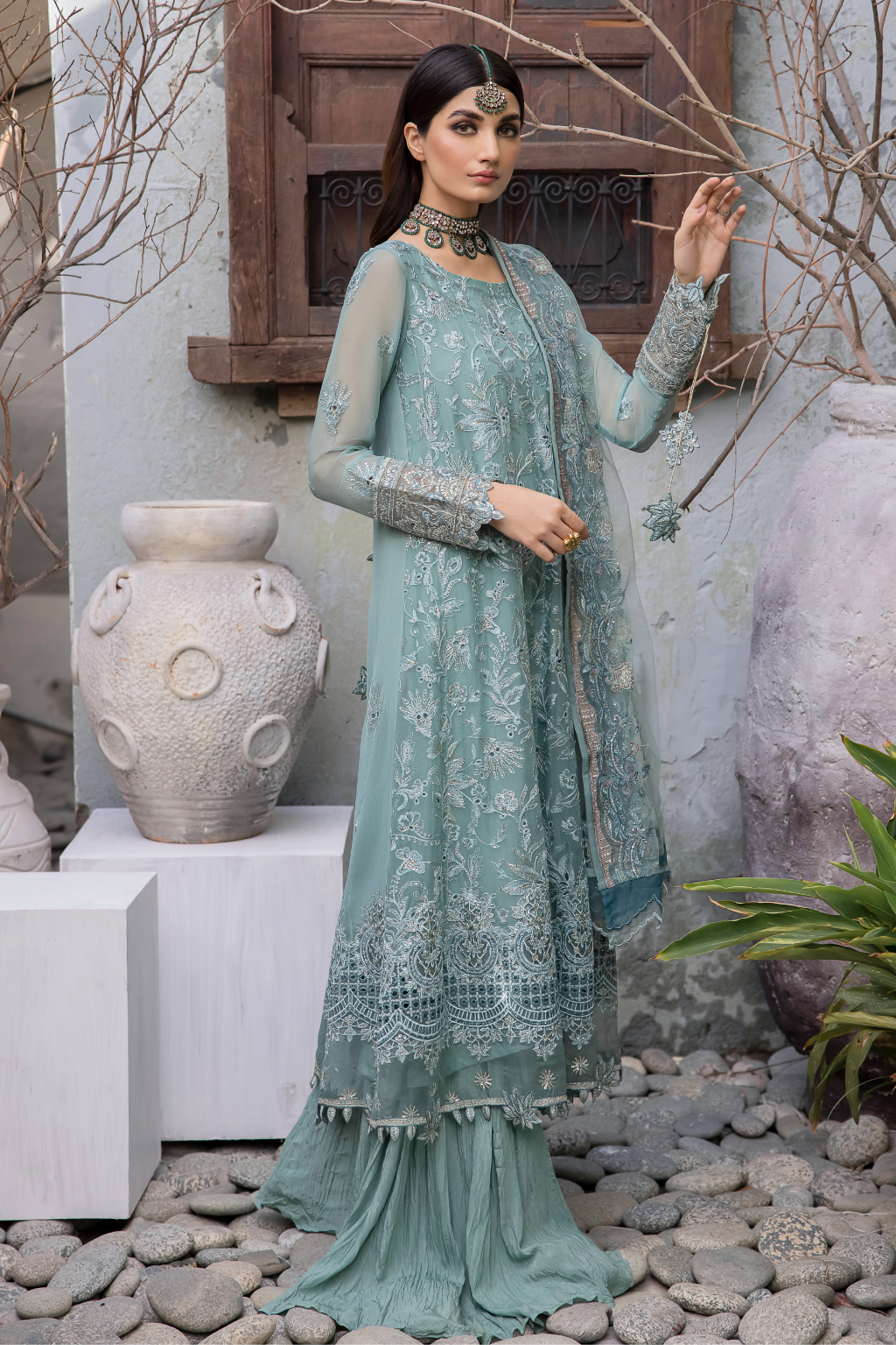 Aqua Pure Chiffon Chikankari Suit