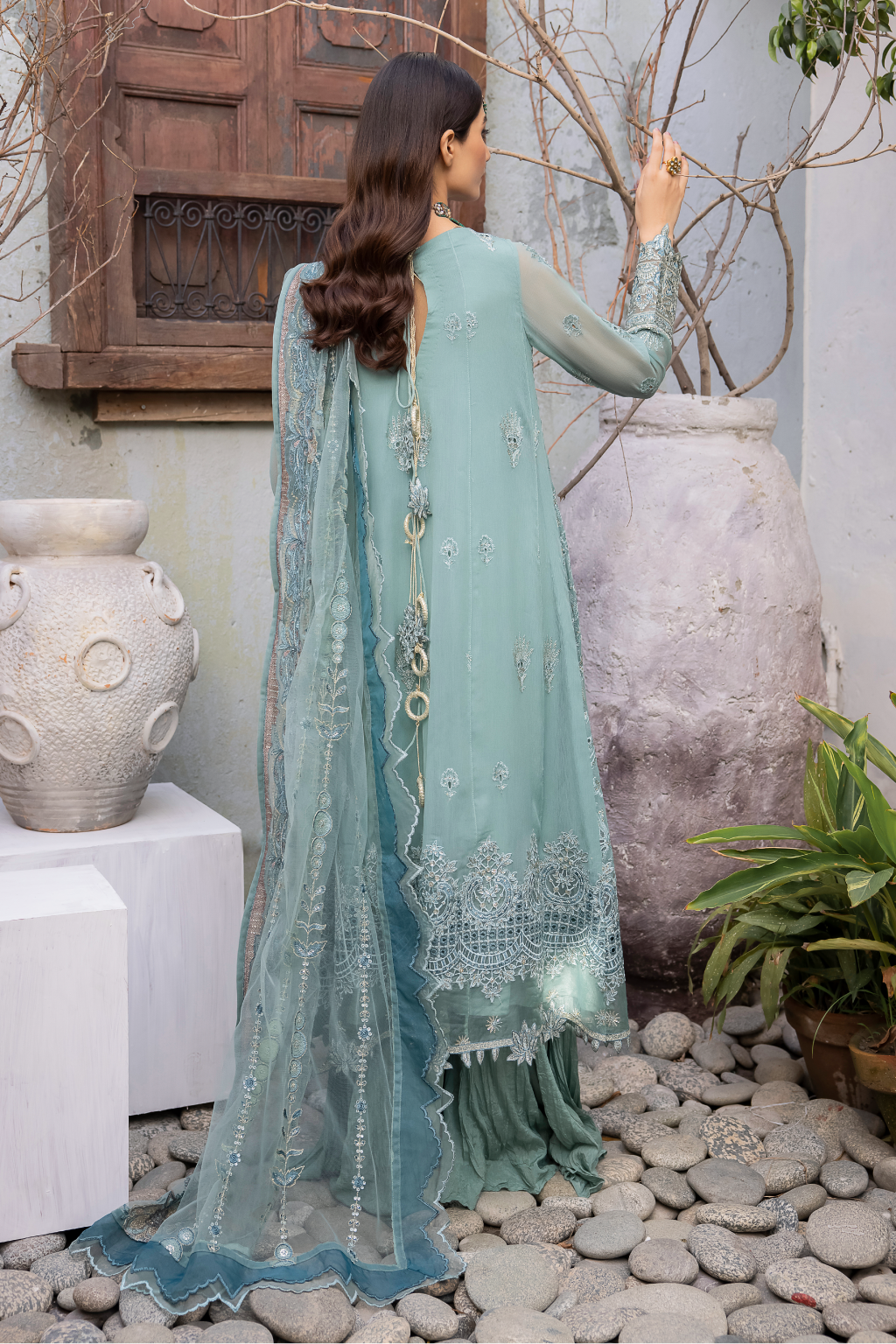 Aqua Pure Chiffon Chikankari Suit