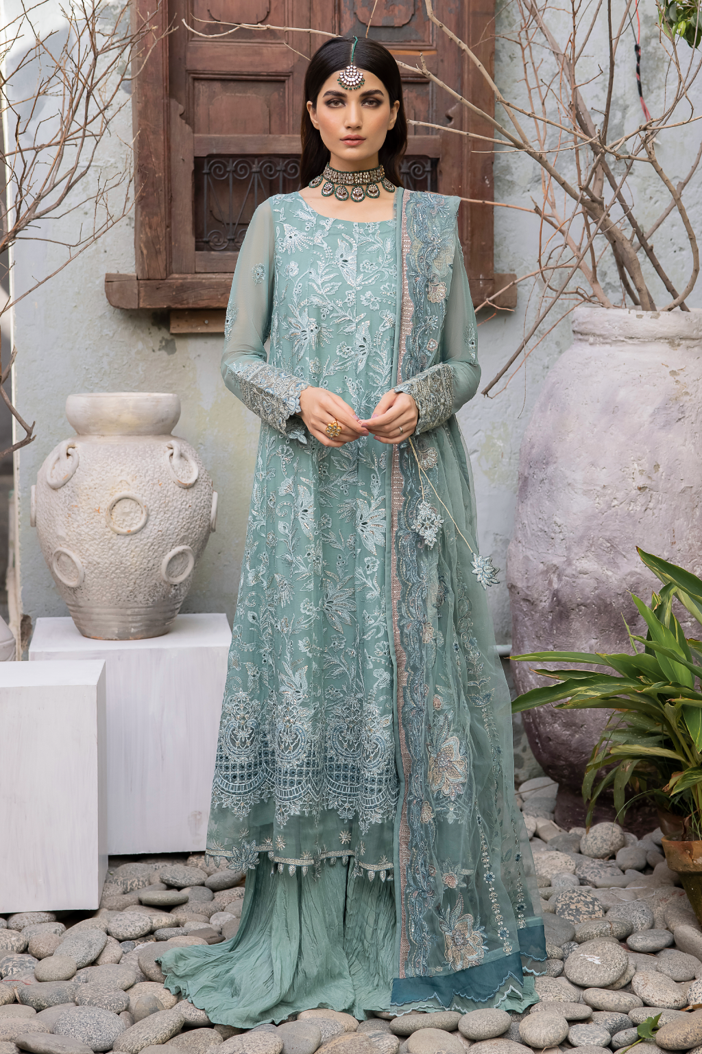 Aqua Pure Chiffon Chikankari Suit