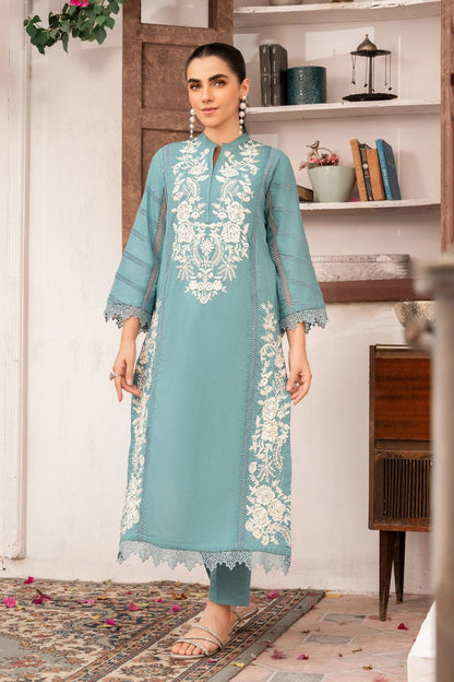Aquamarine Embroidered Khaddar Kurta Set Online in Dubai UAE Abudhabi Ajman Sharjah