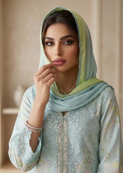 Aquamarine Embroidered Pakistani Suit Online in Sri Lanka India Australia