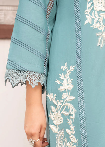 Aquamarine Khaddar Embroidered Kurta Set Pakistani Clothes Online in Sri Lanka India Australia