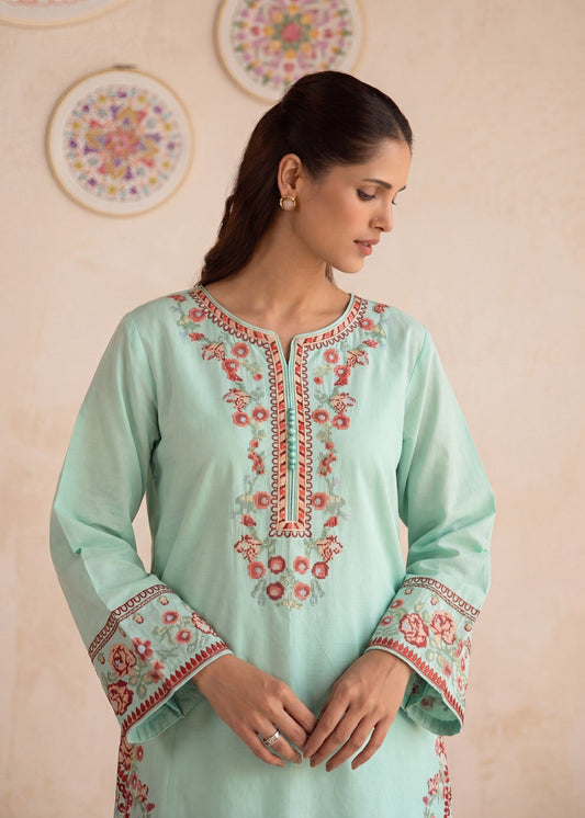 Aquamarine Lawn Embroidered Pakistani Suit Online in Sri Lanka India Australia