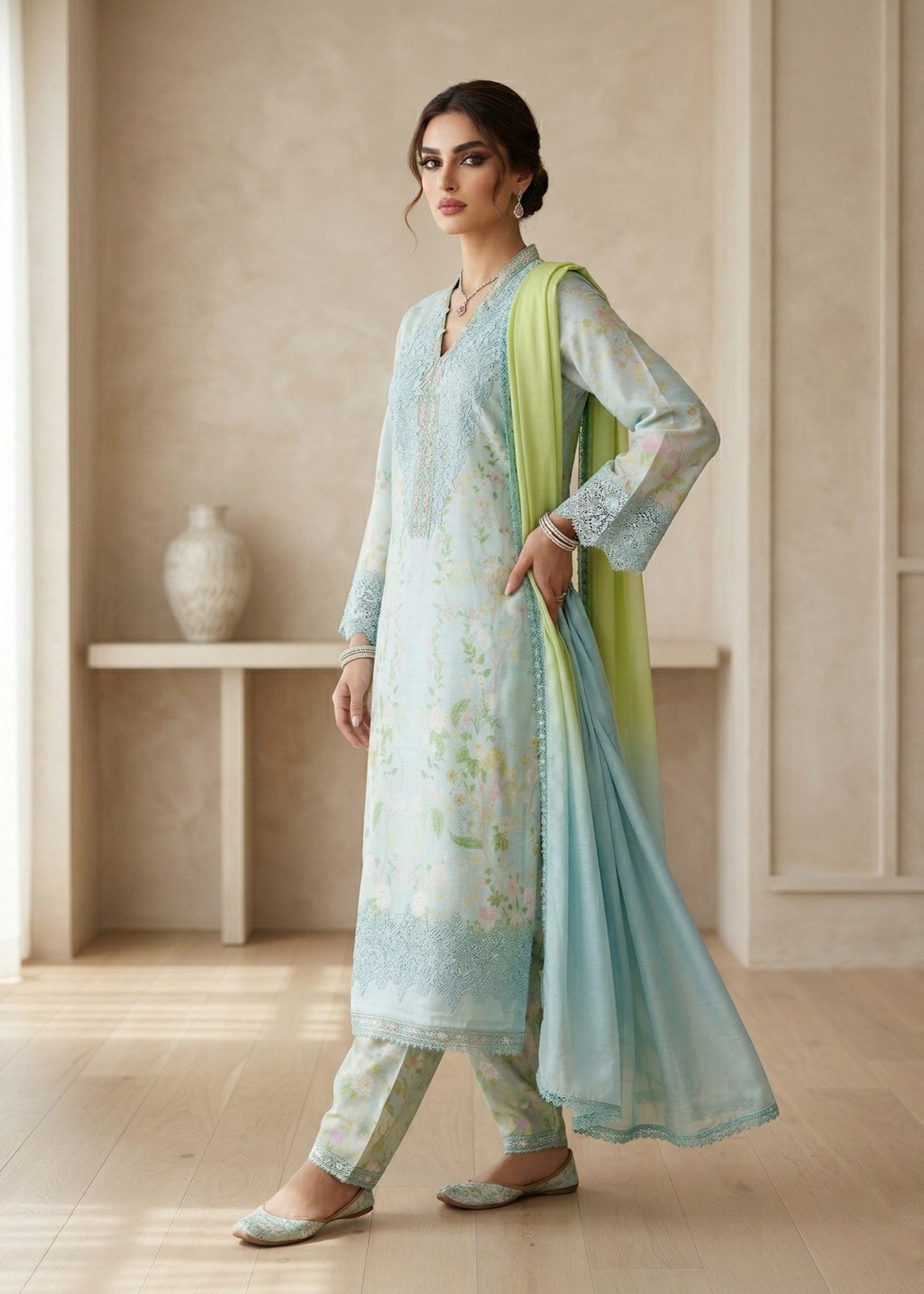 Aquamarine Raw Silk Partywear Suit Online in Sri Lanka India Australia