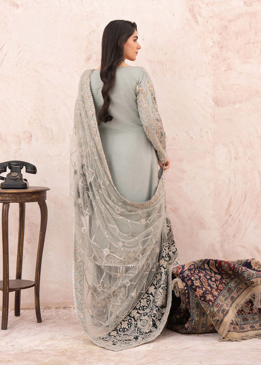 Ash Grey Net Dupatta Suit Online in Dubai DXB UAE Abudhabi Meena Bazaar