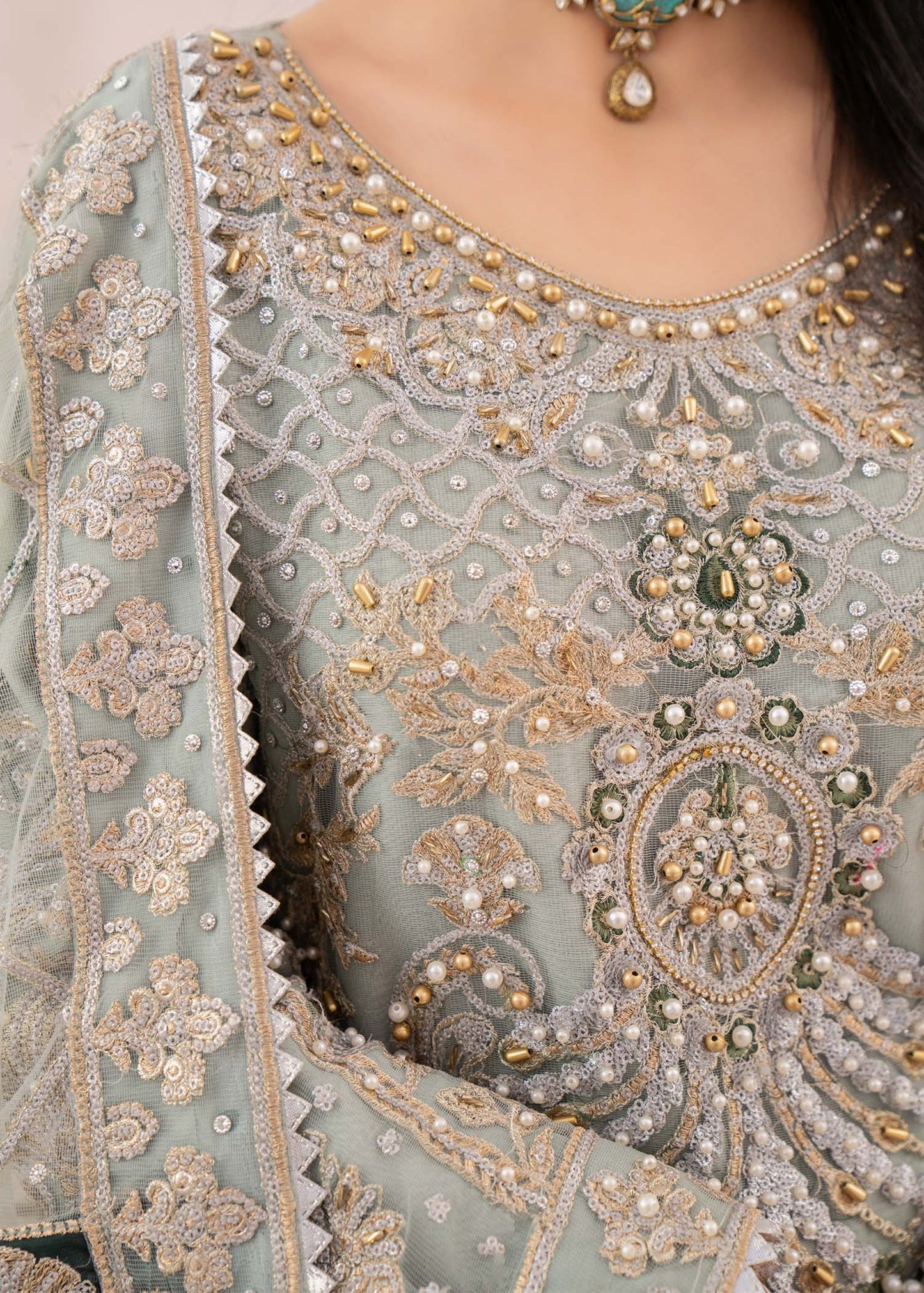 Ash Grey Net Partywear Kurta Set Online in UK USA Canada