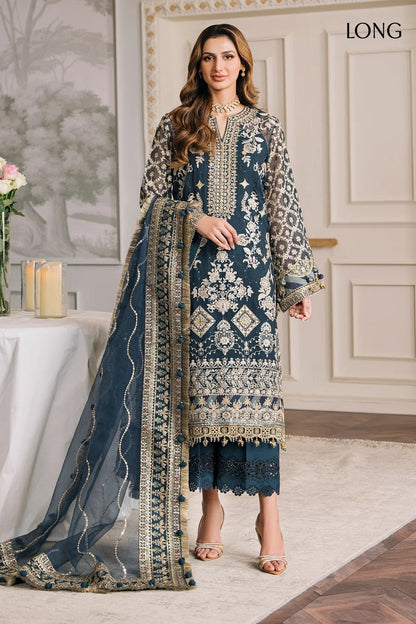 Peacock Blue Pure Chiffon Suit