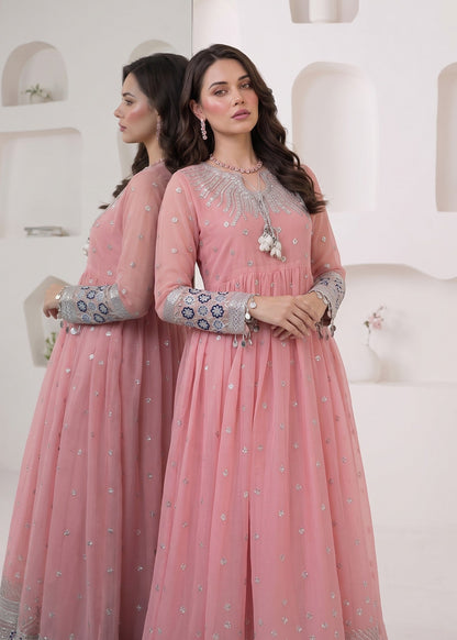 Baby Pink Chiffon Pishwas Pakistani Suit Online in Dubai DXB UAE Abudhabi Meena Bazaar