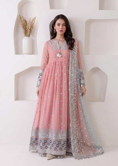 Baby Pink Chiffon Pishwas Pakistani Suit Online in KSA Riyadh Saudi Arabia Oman Bahrain Qatar