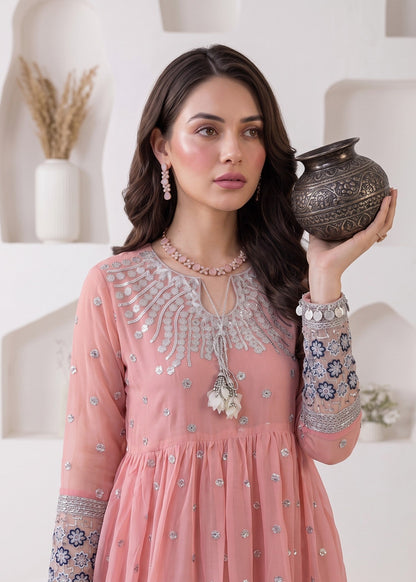 Baby Pink Chiffon Pishwas Salwar Kameez Online in Sri Lanka India Australia