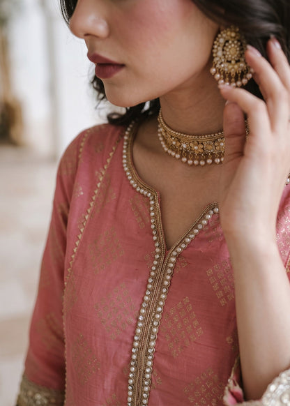 Baby Pink Cotton Masuri Embroidered Pishwas Suit Online in Sri Lanka India Australia