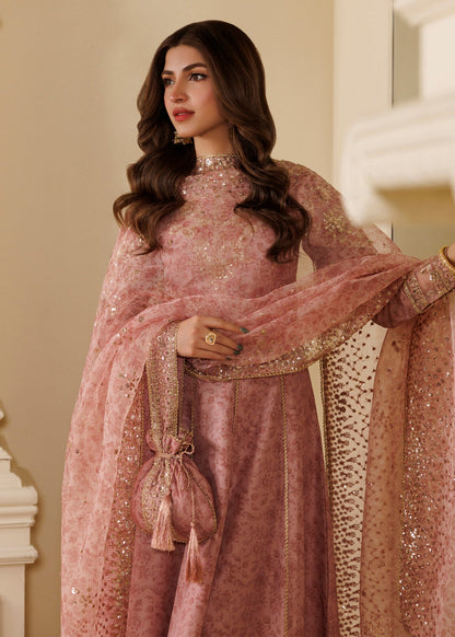 Baby Pink Embroidered Blended Khaddar Maxi Online in Dubai UAE Abudhabi Ajman Sharjah
