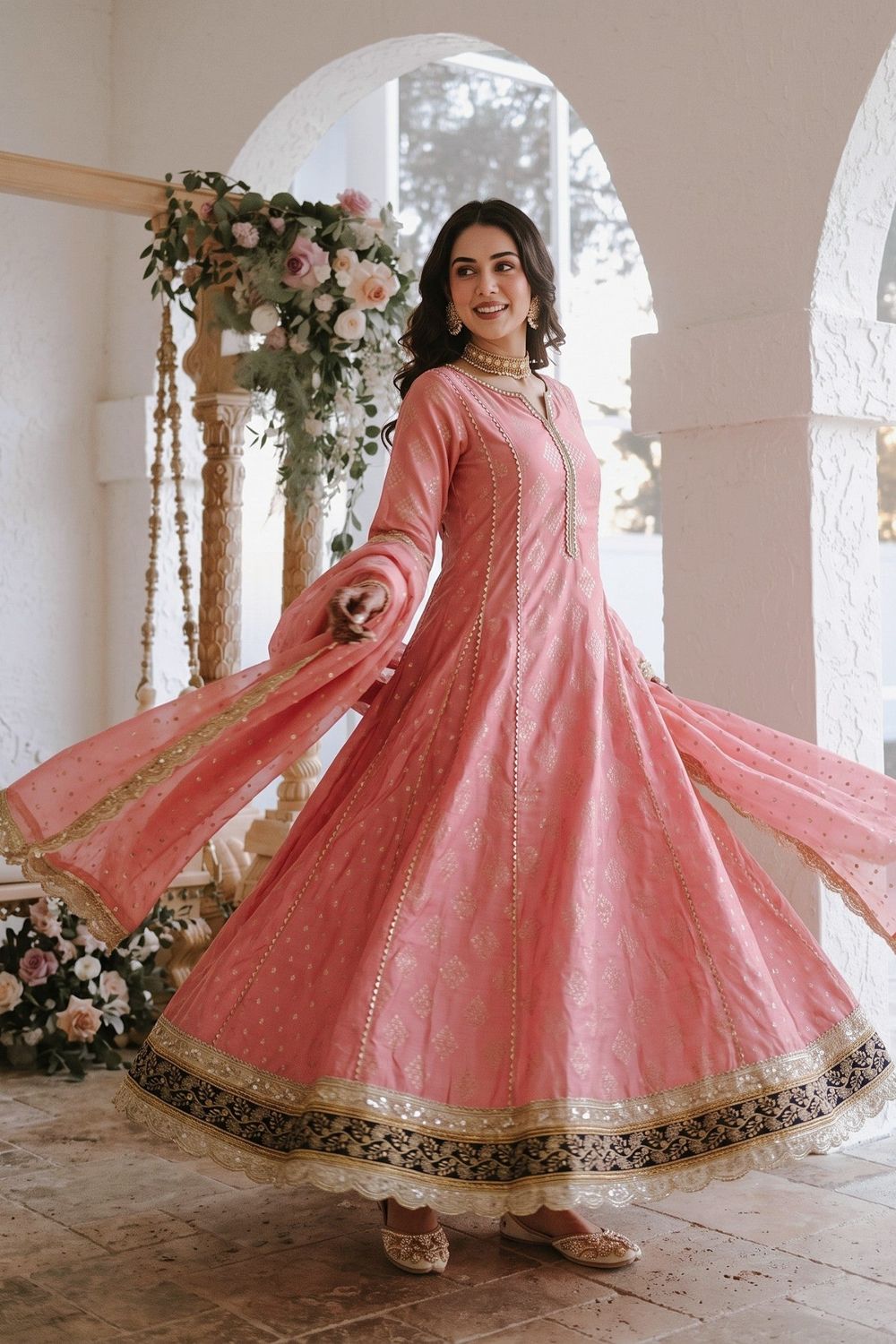 Baby Pink Embroidered Cotton Masuri Pishwas Suit Online in Dubai UAE Abudhabi Ajman Sharjah