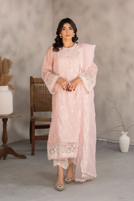 Baby Pink Embroidered Cotton Pakistani Suit Online in Dubai UAE Abudhabi Ajman Sharjah