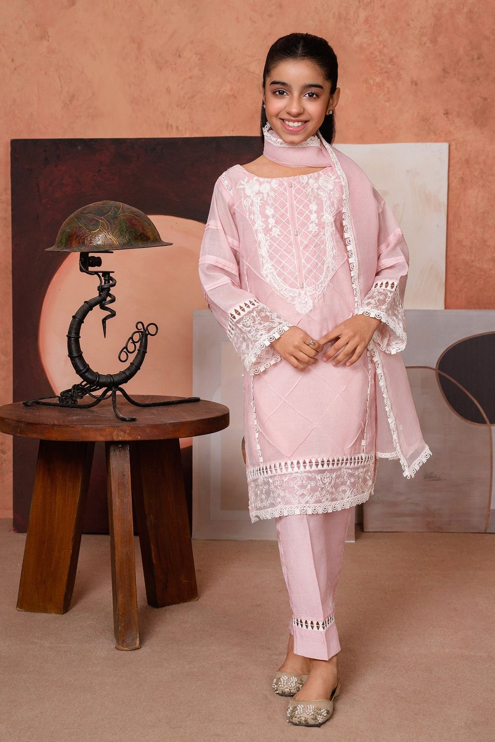 Baby Pink Embroidered Cotton Silk Festive Suit Online in Dubai UAE Abudhabi Ajman Sharjah