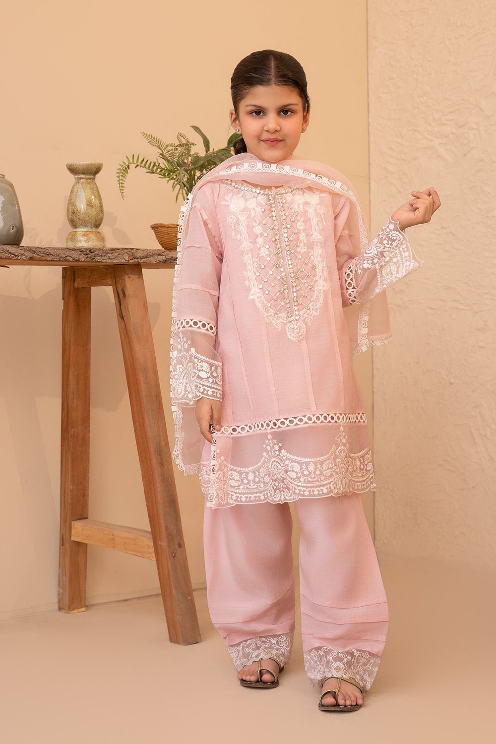 Baby Pink Embroidered Cotton Silk Partywear Suit Online in Dubai UAE Abudhabi Ajman Sharjah