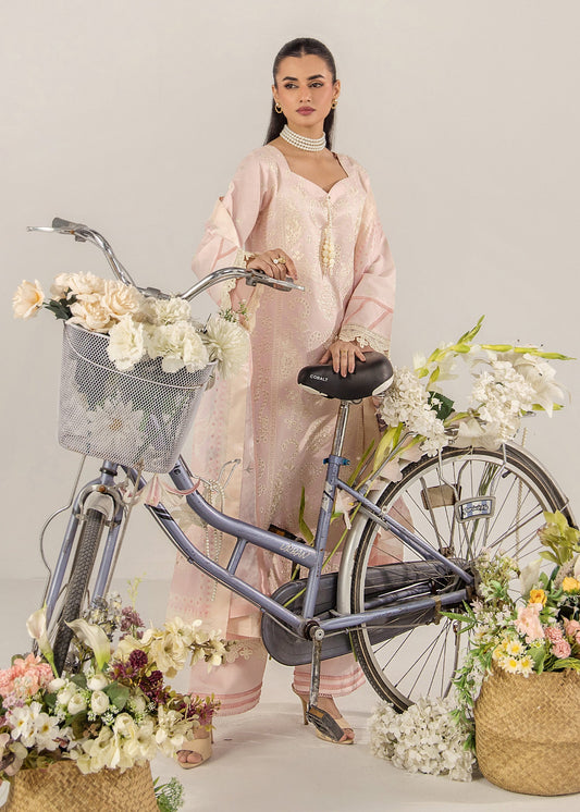 Baby Pink Embroidered Lawn 3 Piece Suit Online in Dubai DXB UAE Abudhabi Meena Bazaar