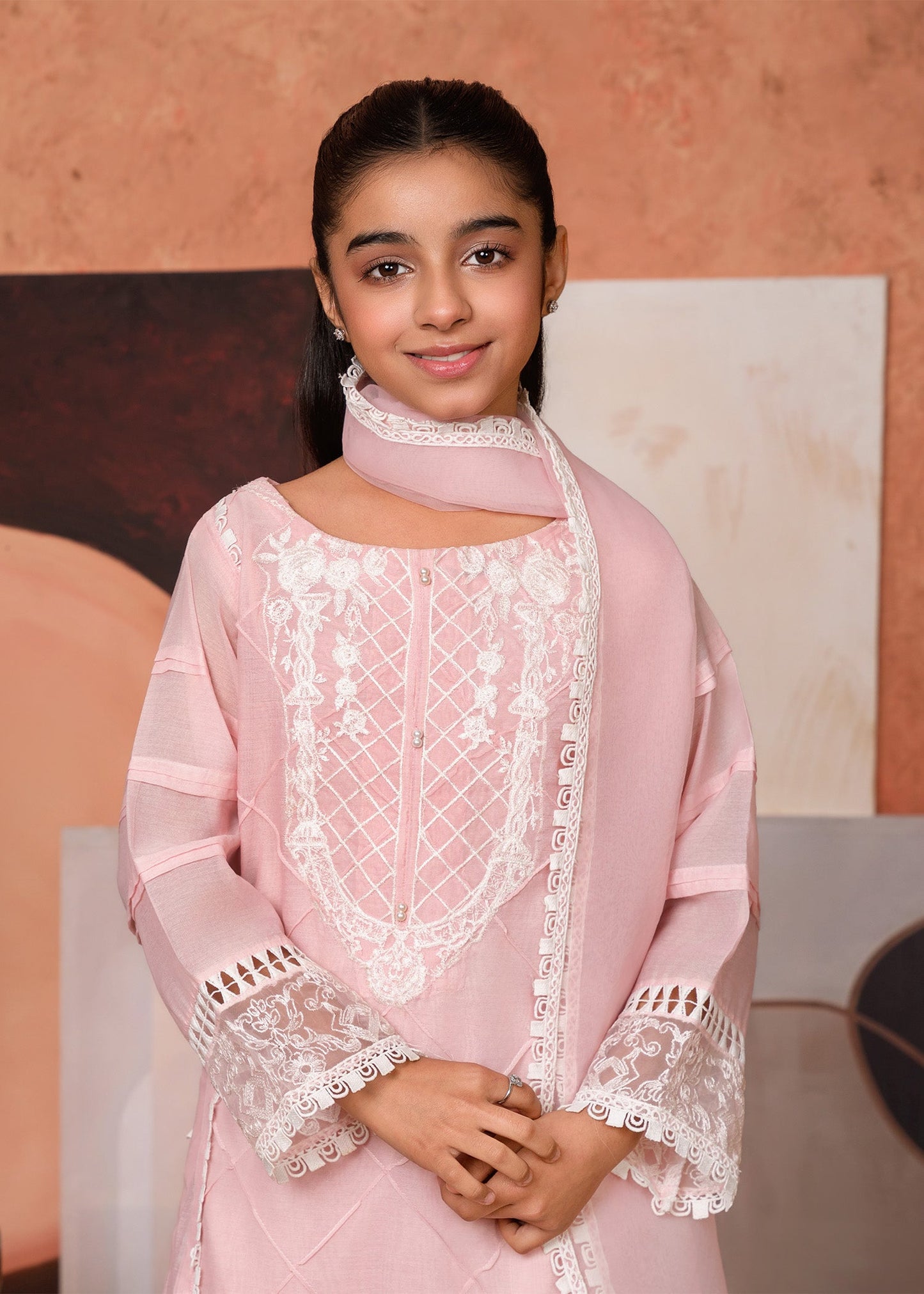 Baby Pink Embroidered Organza Suit Online in Dubai DXB UAE Abudhabi Meena Bazaar