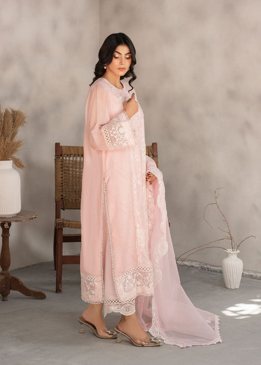 Baby Pink Festive Wear Embroidered Cotton Suit Online in Dubai DXB UAE Abudhabi Meena Bazaar