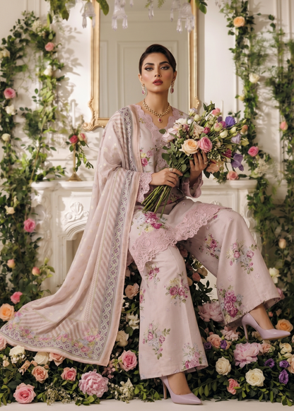 Baby Pink Lawn Embroidered Festive Suit Online in Dubai UAE Abudhabi Ajman Sharjah