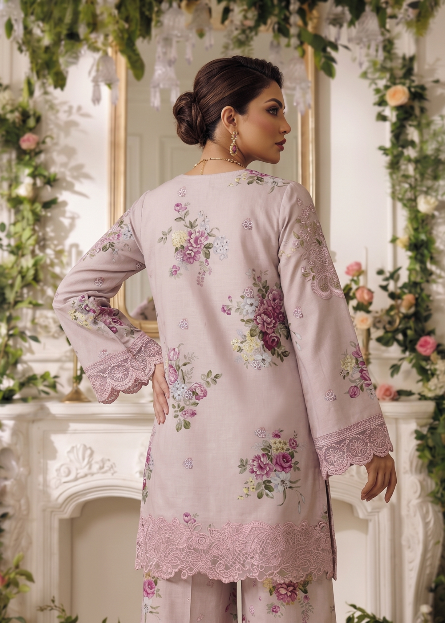 Baby Pink Lawn Sharara Suit Embroidered Online in KSA Riyadh Saudi Arabia Oman Bahrain Qatar