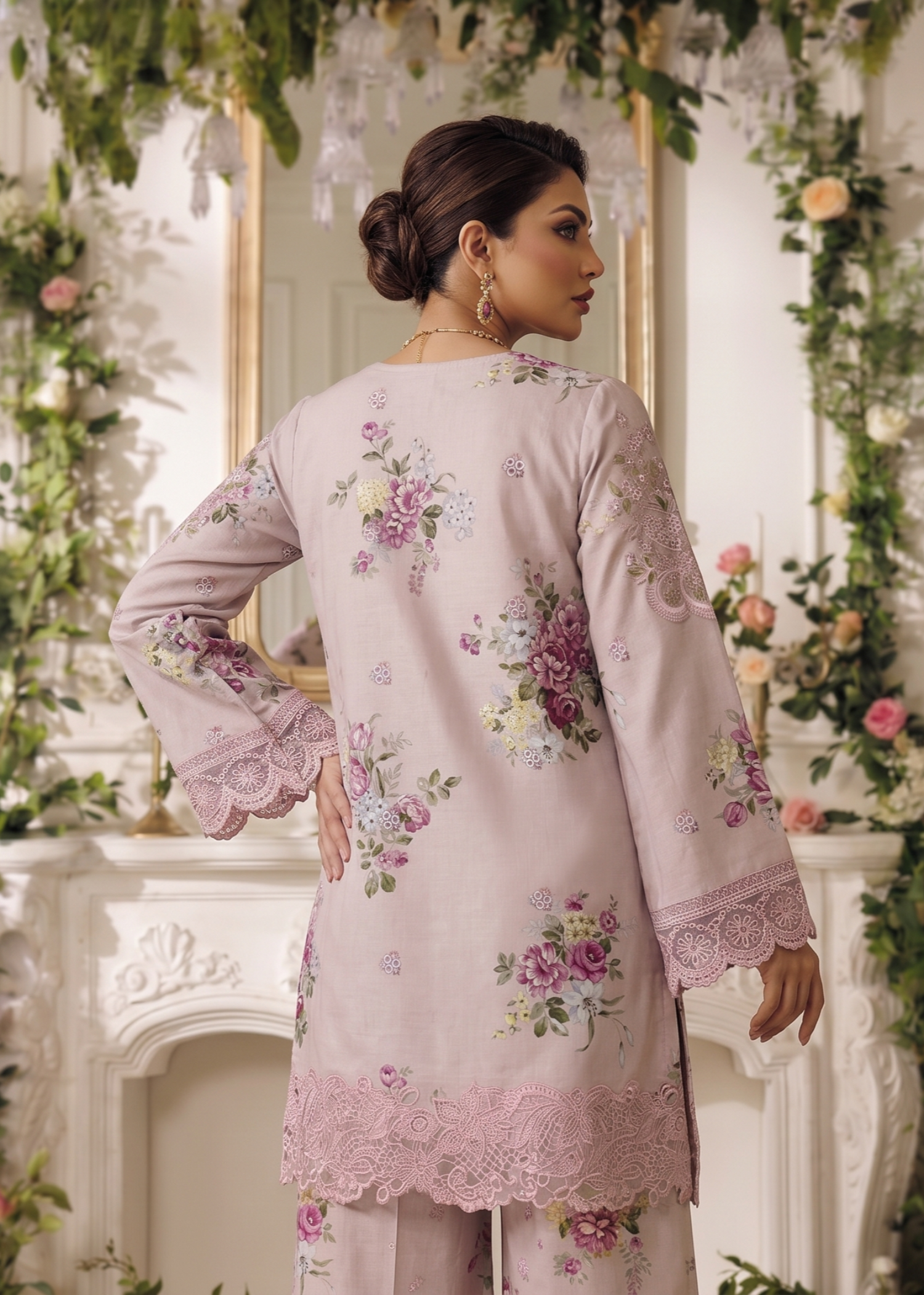 Baby Pink Lawn Sharara Suit Embroidered Online in KSA Riyadh Saudi Arabia Oman Bahrain Qatar