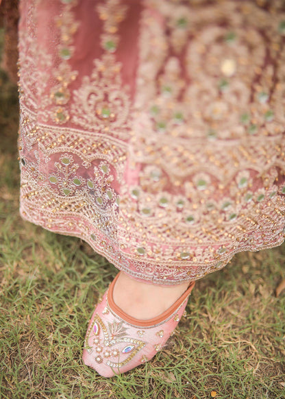 Baby Pink Net Flared Gown Online in Dubai UAE Abudhabi Ajman Sharjah