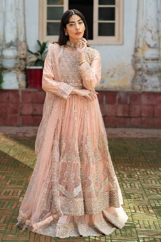 Baby Pink Net Maxi Wedding Guest Suit Online in Dubai UAE Abudhabi Ajman Sharjah
