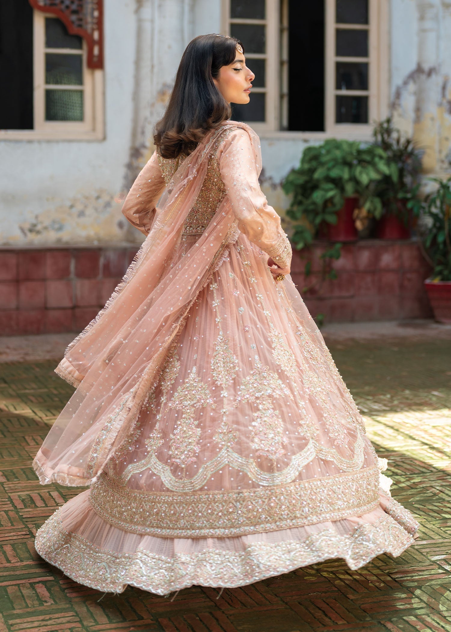 Baby Pink Net Pakistani Wedding Suit Online in KSA Riyadh Saudi Arabia Oman Bahrain Qatar