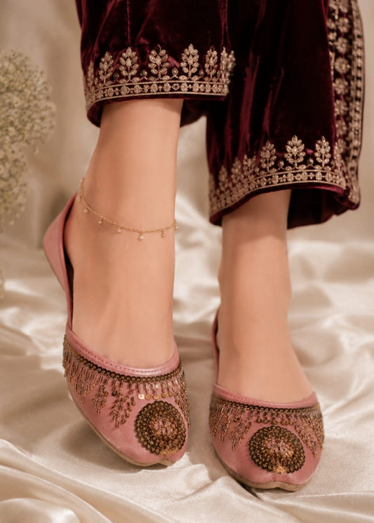 Baby Pink Rexine Khussa for Ladies Online in Dubai DXB UAE Abudhabi Meena Bazaar