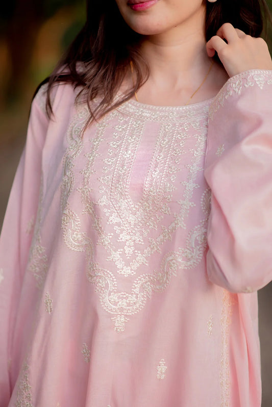Baby Pink Kurta with Straight Pants