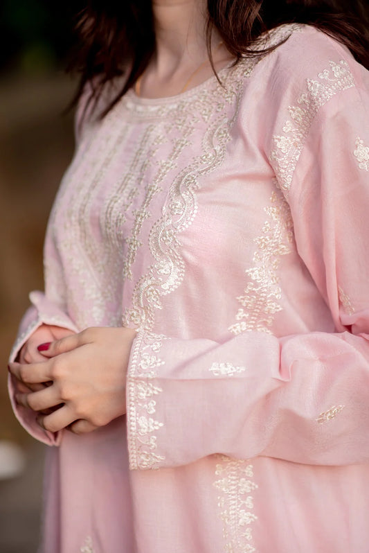 Baby Pink Kurta with Straight Pants