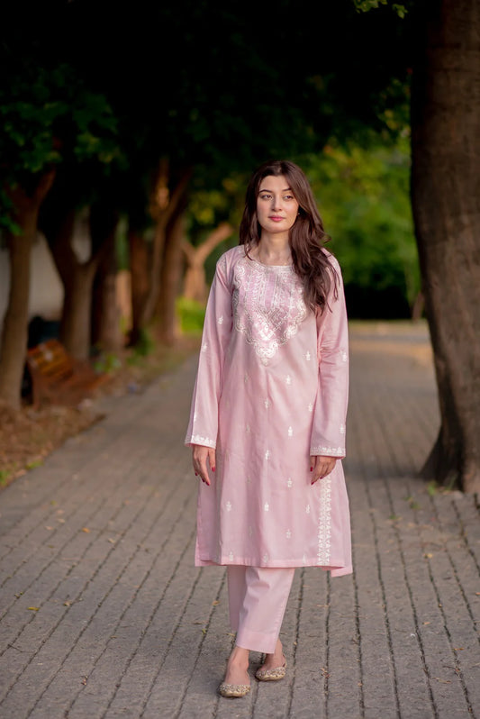 Baby Pink Kurta with Straight Pants