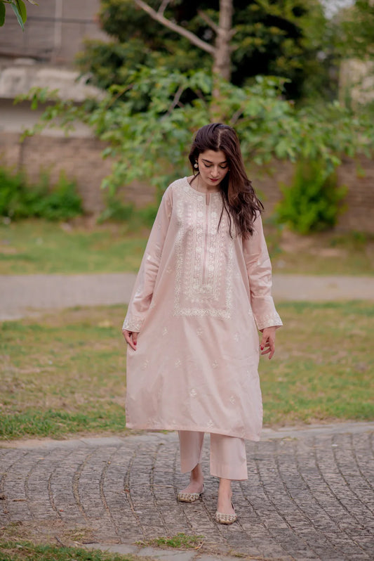 Baby Pink Embroidered Kurta